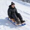 Wooden Snow Sled 54 Inch with Metal Runners and Steering Handle